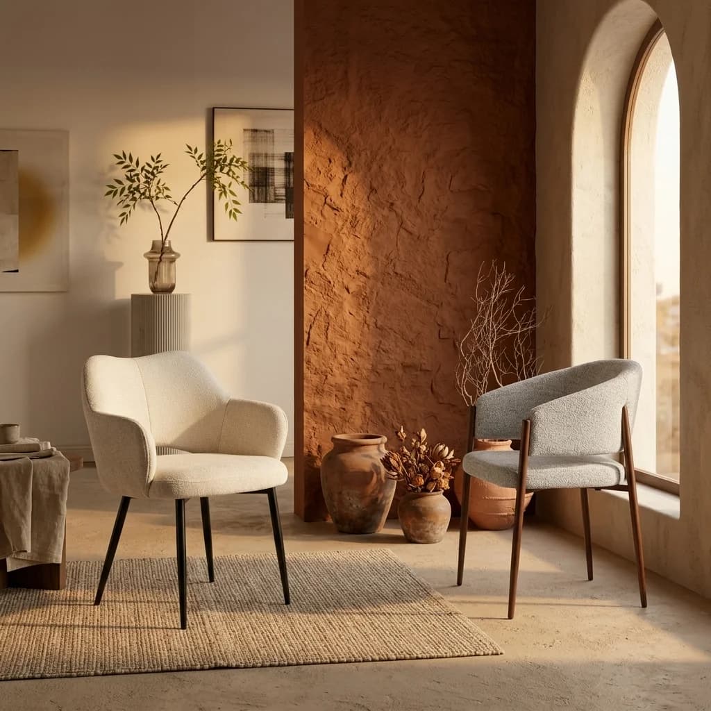 Mori en Lotus stoelen in warm mediterraan interieur