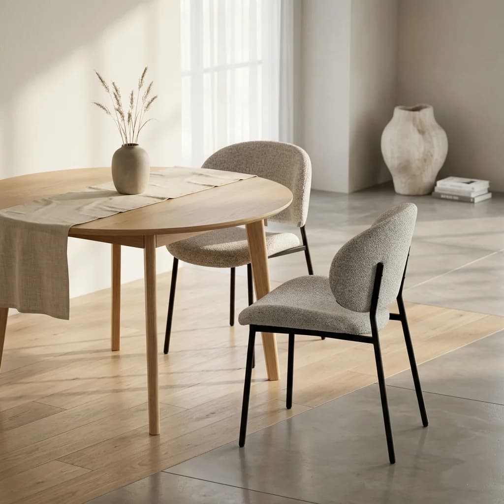 Minimalistische eetkamer met Celine stoelen