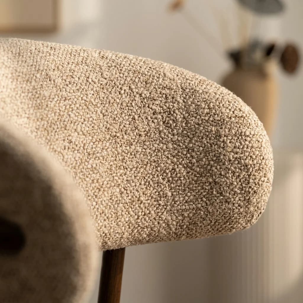 Bouclé stof detail close-up