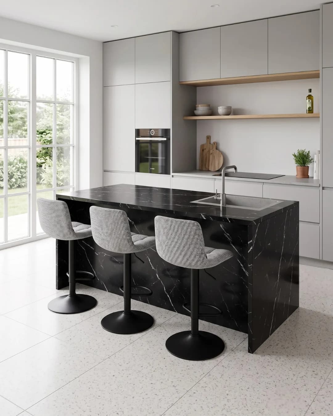 Design Barkruk Freya | Lichtantraciet | Zwart sfeer
