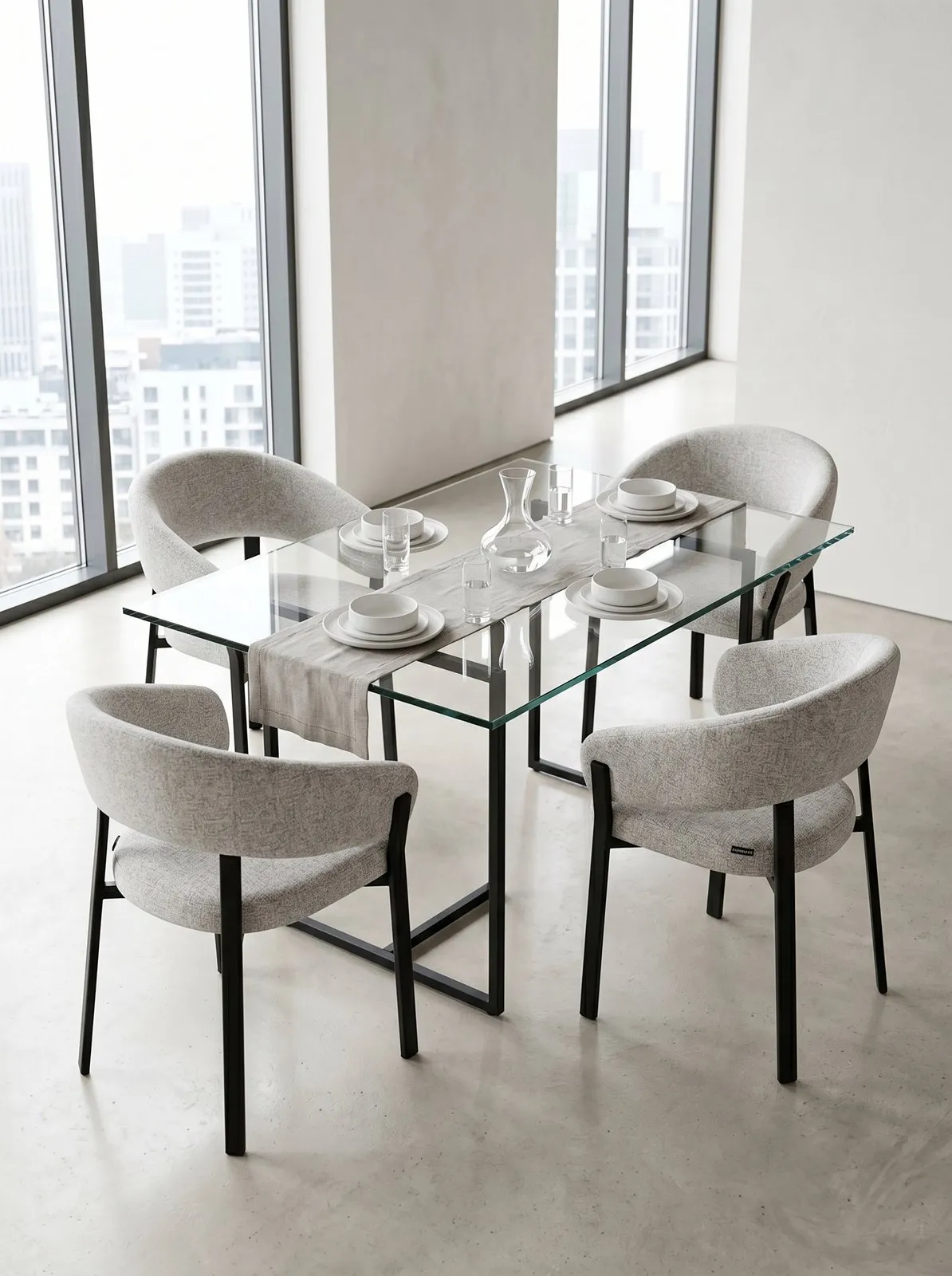 Design Eetkamerstoel Njord | Beige | Zwart sfeer